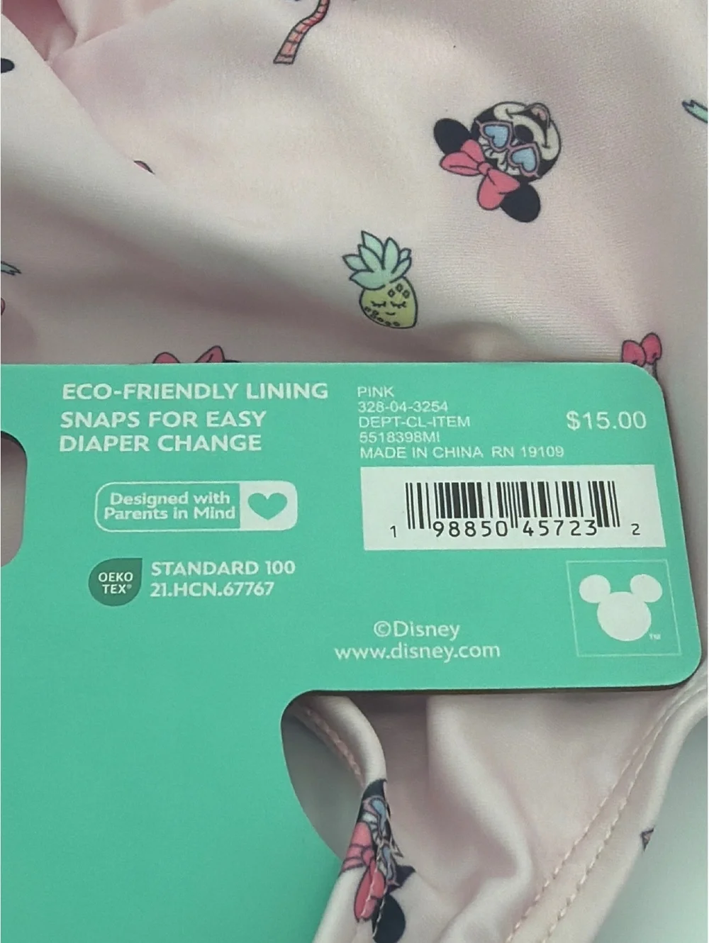 Disney Baby Pink Minnie Mouse Swimsuit with Skirt 9M